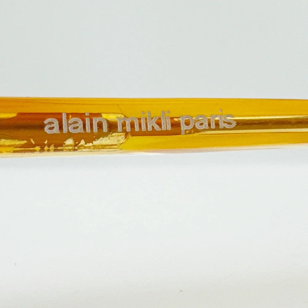 NEW Alain Mikli Titane Oval Eyeglasses Women Amber Brown 41mm France‎